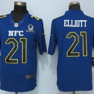 NFL Dallas Cowboys #21 Elliott NFC All Star Blue Jersey