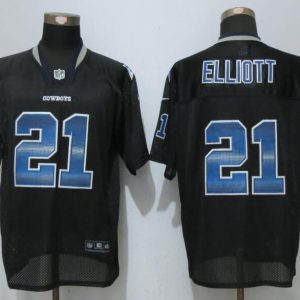 Nike Dallas Cowboys 21 Elliott Strobe Lights Out Black Elite Jerseys