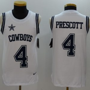 NFL Dallas Cowboys #4 Prescott White Color Rush Tank Top