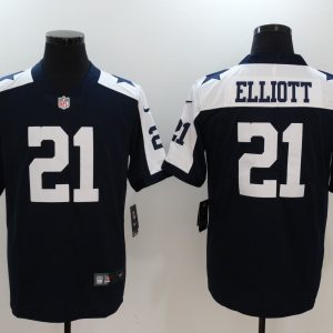 Mens NFL Dallas Cowboys #21 Elliott Blue Vapor Limited Thanksgiving Jersey