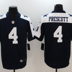 Mens NFL Dallas Cowboys #4 Prescott Blue Vapor Limited Thanksgiving Jersey