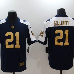 NFL Dallas Cowboys #21 Elliott Navy Gold Vapor Limited Jersey