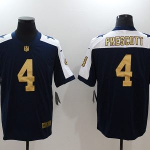 NFL Dallas Cowboys #4 Prescott Navy Gold Vapor Limited Jersey
