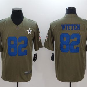 Mens Dallas Cowboys #82 Witten Olive Salute to Service Limited Jersey