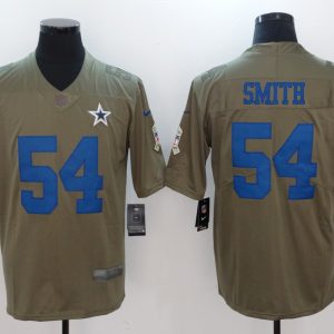 Mens Dallas Cowboys #54 Smith Olive Salute to Service Limited Jersey