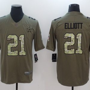 NFL Dallas Cowboys #21 Elliott Olive Salute to Service Vapor Limited Jersey