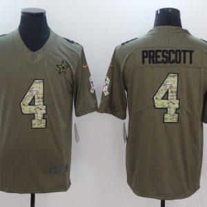 NFL Dallas Cowboys #4 Prescott Olive Salute to Service Vapor Limited Jersey