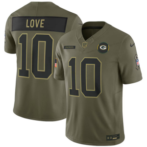 Men's Green Bay Packers #10 Jordan Love Olive 2025 F.U.S.E. Salute to Service Limited Jersey