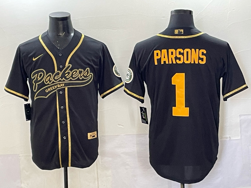 Men's Green Bay Packers Packers #1 Micah Parsons Black Baseball Jersey