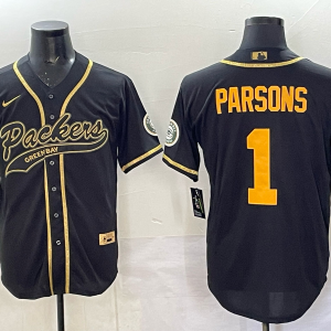 Men's Green Bay Packers #1 Micah Parsons Black Baseball Jersey