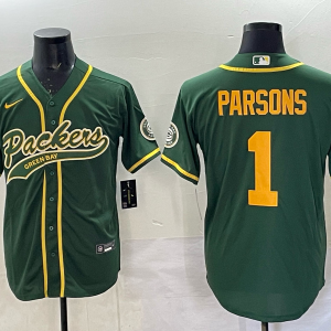 Men's Green Bay Packers Packers #1 Micah Parsons Green Baseball Jersey