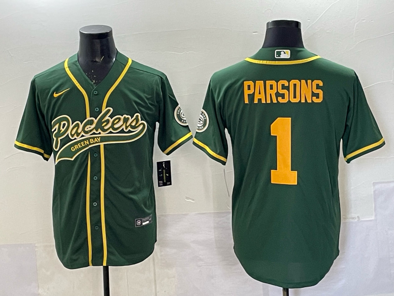 Men's Green Bay Packers Packers #1 Micah Parsons Green Baseball Jersey