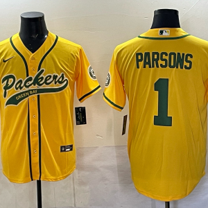 Men's Green Bay Packers Packers #1 Micah Parsons Yellow Baseball Jersey