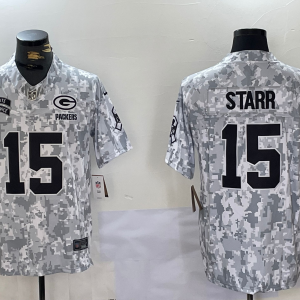 Men's Green Bay Packers Packers #15 Starr Arctic Camo 2024 F.U.S.E. Salute to Service Jersey