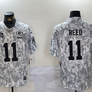 Men's Green Bay Packers Packers #11 Jayden Reed Arctic Camo 2024 F.U.S.E. Salute to Service Jersey