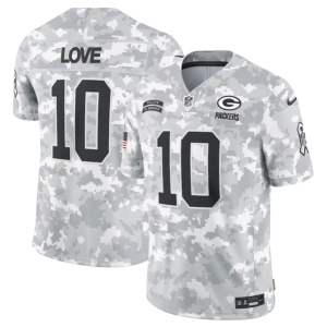 Men's Green Bay Packers #10 Jordan Love Arctic Camo 2024 F.U.S.E. Salute to Service Jersey