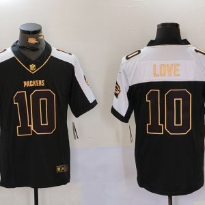 Men's Green Bay Packers Packers #10 Jordan Love Black/Gold 2024 F.U.S.E. Limited Jersey