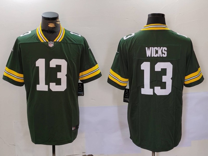 Men's Green Bay Packers Packers #13 Wicks Green Vapor Untouchable Limited Jersey