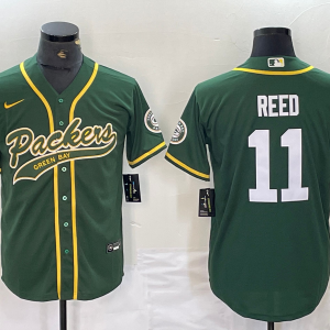 Men's Green Bay Packers Packers #11 Jayden Reed Green Cool Base Stitched Baseball Jersey