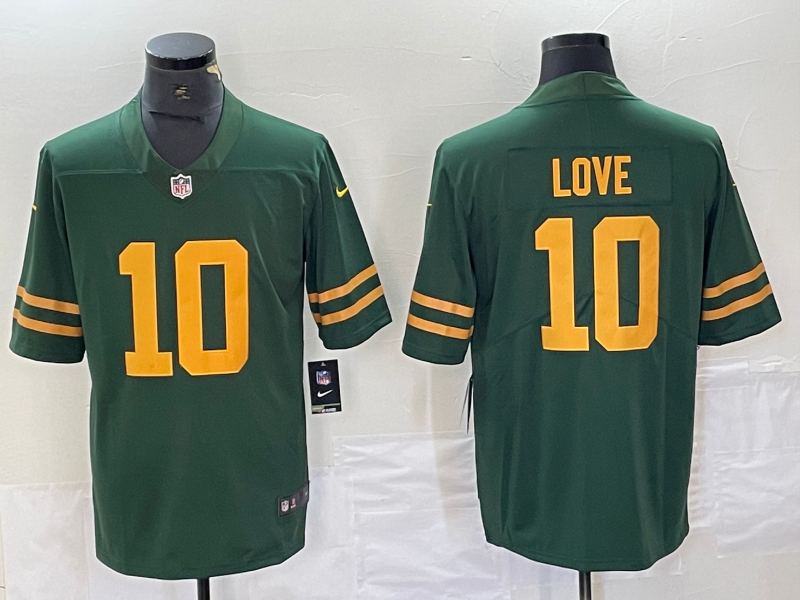 Men's Green Bay Packers Packers #10 Jordan Love Green Color Rush Limited Jersey