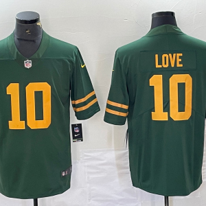 Men's Green Bay Packers #10 Jordan Love Green Color Rush Limited Jersey