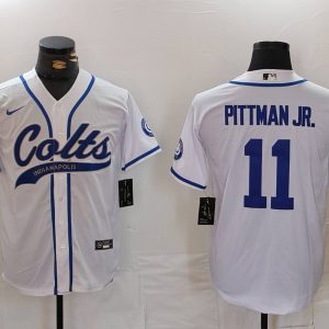 Men's Indianapolis Colts #11 Michael Pittman Jr. White Stitched Baseball Jersey