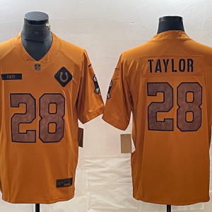 Men's Indianapolis Colts #28 Taylor 2023 Brown Salute To Service Limited Jersey