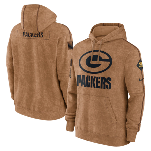 Men's Green Bay Packers Packers 2023 Brown Salute To Service Pullover Hoodie