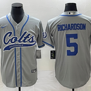 MLB Indianapolis Colts #5 Anthony Richardson Grey Stitched Baseball Jersey