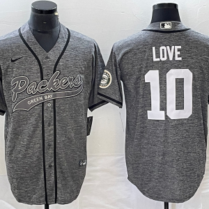 Men's Green Bay Packers Packers #10 Jordan Love Gray Cool Base Stitched Baseball Jersey