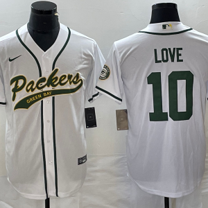 Men's Green Bay Packers #10 Love White With Patch Cool Base Stitched Jersey