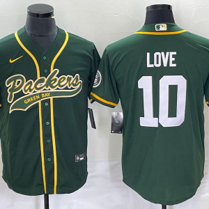Men's Green Bay Packers Packers #10 Love Green With Patch Cool Base Stitched Jersey