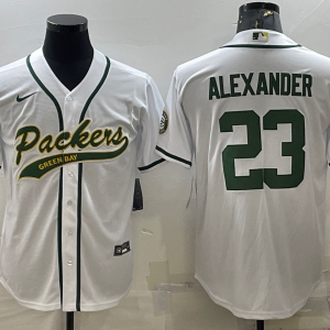 Men's Green Bay Packers #23 Jaire Alexander White With Patch Cool Base Stitched Baseball Jersey