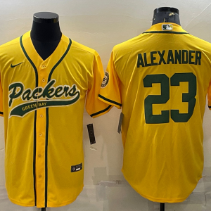 Men's Green Bay Packers #23 Jaire Alexander Gold With Patch Cool Base Stitched Baseball Jersey