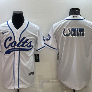 Men's Indianapolis Colts WhiteTeam Big Logo With Patch Baseball Nike Jersey