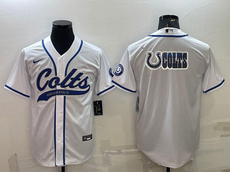 Men's Indianapolis Colts WhiteTeam Big Logo With Patch Baseball Nike Jersey
