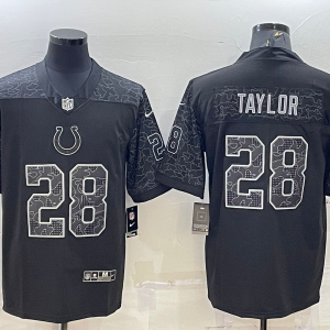 Men's Indianapolis Colts #28 Taylor Black Reflective Limited Jersey