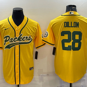 Men's Green Bay Packers #28 Dillon Yellow Baseball Nike Jersey