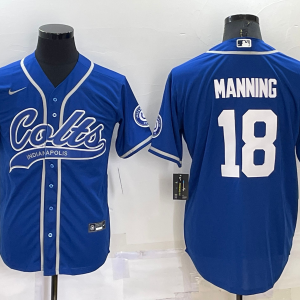 Men's Indianapolis Colts #18 Manning Royal Blue Baseball Nike Jersey
