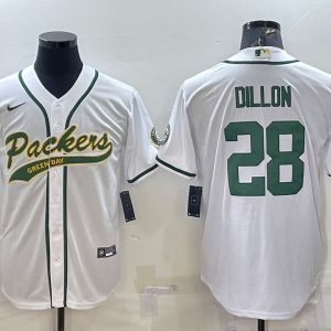 Men's Green Bay Packers #28 Dillon White Baseball Nike Jersey