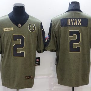Men's Indianapolis Colts #2 Matt Ryan Olive Salute To Service Limited Jersey