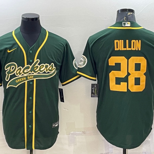 Men's Green Bay Packers #28 Dillon Green/Yellow Baseball Nike Jersey