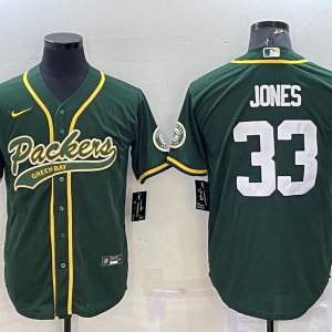 Men's Green Bay Packers Packers #33 Jones Green Baseball Nike Jersey