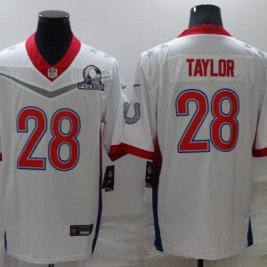Men's Indianapolis Colts #28 Taylor 2022 White Pro Bowl Jersey