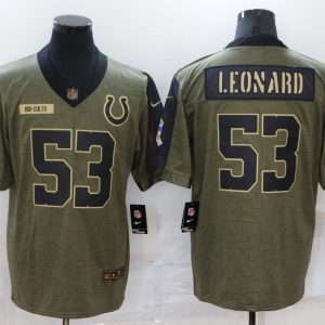 Men's Indianapolis Colts #53 Darius Leonard 2021 Olive Salute To Service Limited Jersey