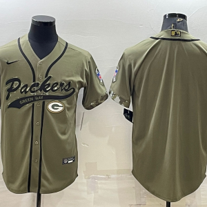 Men's Green Bay Packers Blank 2022 Olive Salute To Service Baseball Nike Jersey