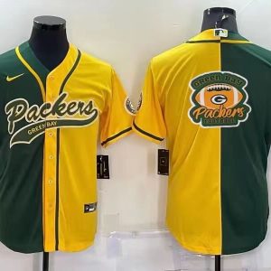 Men's Green Bay Packers Packers Blank Green/Yellow Split With Patch Nike Jersey