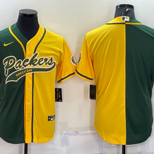 Men's Green Bay Packers Blank Green/Yellow Split With Patch Nike Jersey