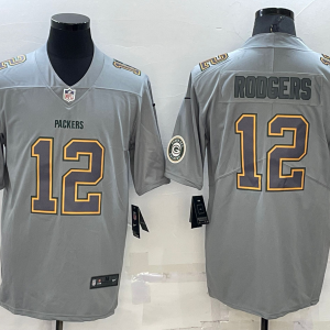 Men's Green Bay Packers #12 Aaron Rodgers Grey Atmosphere Fashion Limited Jersey