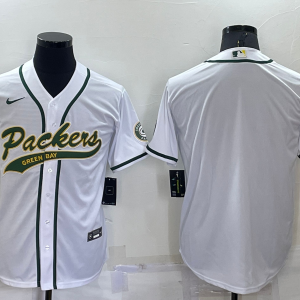 Men's Green Bay Packers Blank White Baseball Nike Jersey